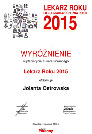 GABINET CHORÓB ODZWIERZĘCYCH I ZAKAŹNYCH DR N. MED. JOLANTA OSTROWSKA SPEC. CHORÓB ZAKAŹNYCH I WEWNĘTRZNYCH BIAŁYSTOK1
